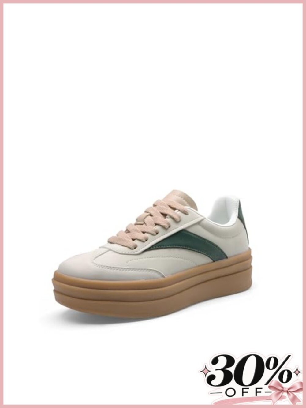 Platform Sneakers Lace-Up Vegan Leather Faux Suede Comfortable Tennis Shoes